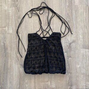 vintage macrame knit halter top